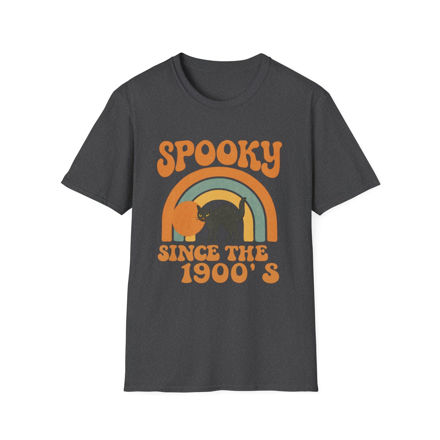 Spooky Since The 1900's Retro Halloween T-Shirt Vintage Black Cat Graphic.