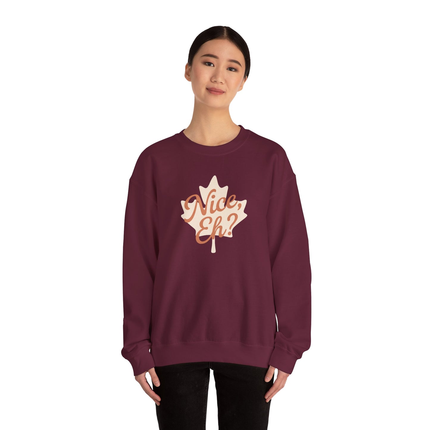 Chill Canadian Sweatshirt, Nice , Eh With Canadian leaf, Moonwoven by Luna, Unisex Crewneck, Warm Pullover, Cozy Jumper, Maple Leaf Sweater,