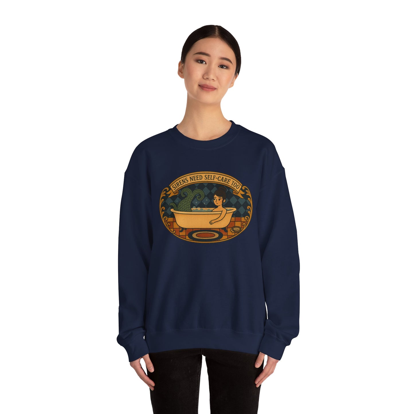 Sirens need Self-Care too , Crewneck Sweatshirt | Cozy Gift, Relaxation Apparel, Unisex Sweatshirt, Mindfulness Fashion, Self-Care Reminder