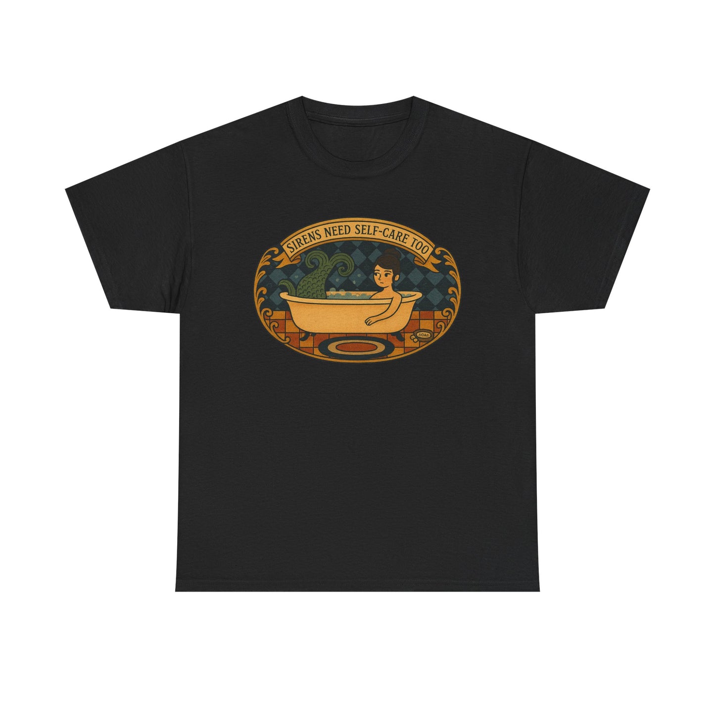 Sirens Need Self-Care too! Unisex Heavy Cotton Tee, Relaxation Gift, Spa Day Top, Casual Wear, Gift for Friends, Self-Care Reminder Shirt