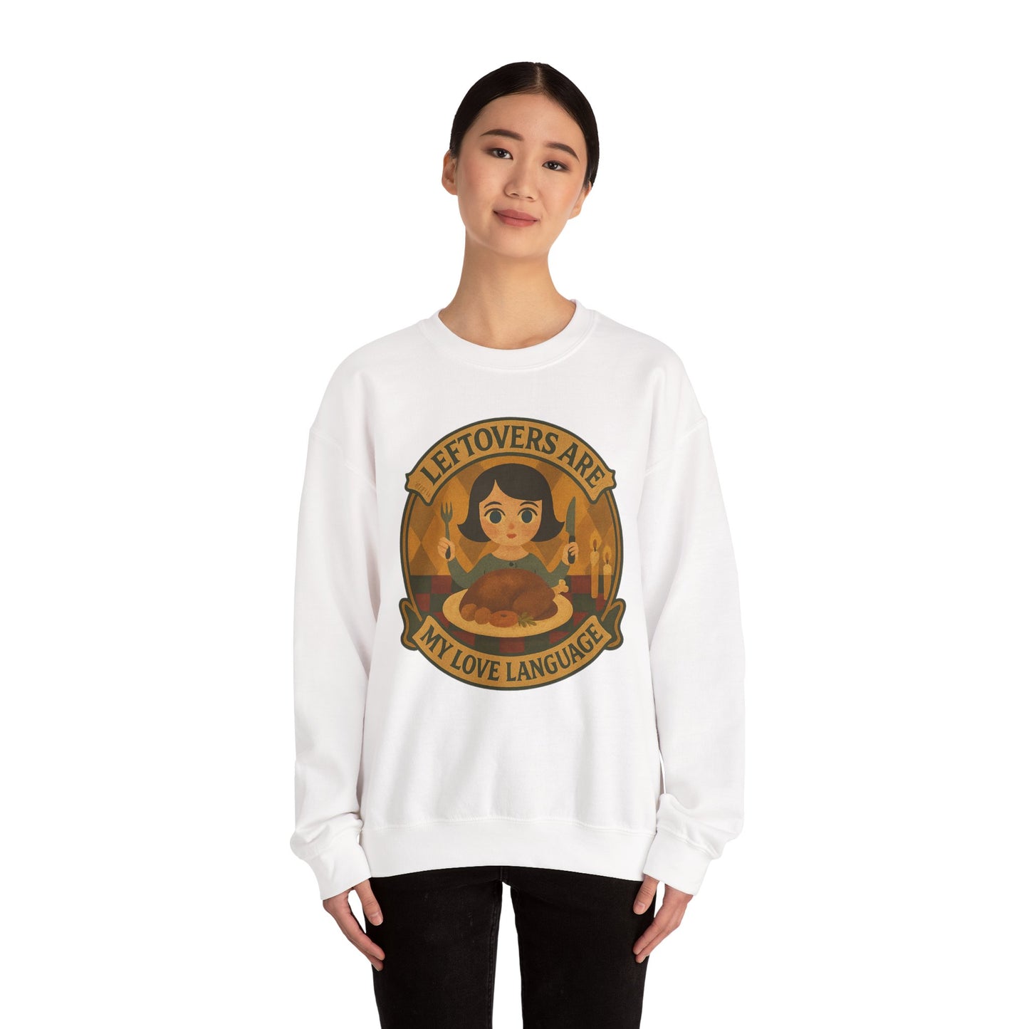 Leftovers Love Language Sweatshirt, Foodie Gift, Original Art Clothing, Moonwoven by Luna, Crewneck Jumper