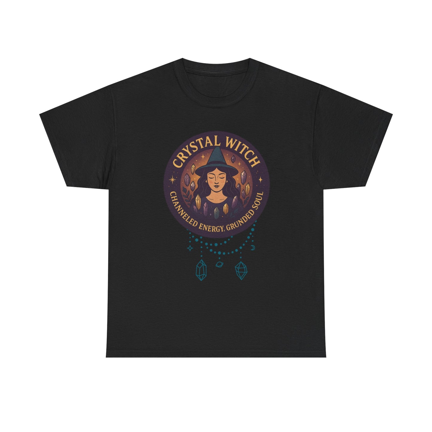 Crystal Witch Heavy Cotton Tee for Spiritual Souls, Unisex T-Shirt, Witchy Apparel, Energy Grounding Gift, Magic Lover's Fashion