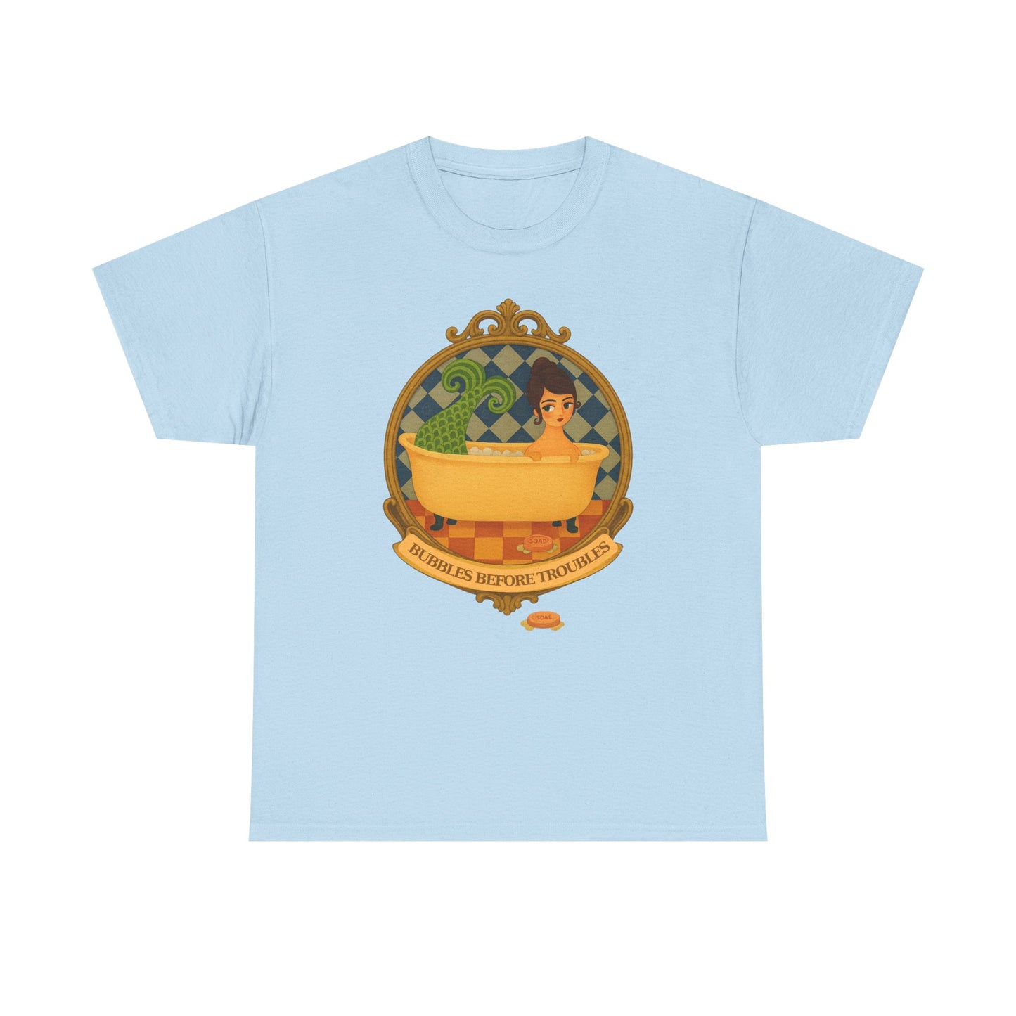 Bubbles before Troubles Unisex Tee, Graphic Art Tshirt, Moonwoven Luna Shirt, Bubble Design Top, Cute Casual Tee, Funny Quote Tee