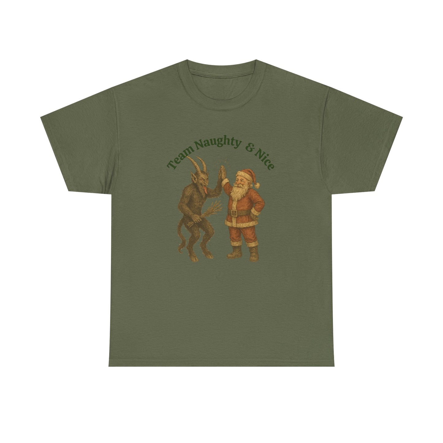 Naughty or Nice, Santa & Krampus High Five Holiday t-shirt!