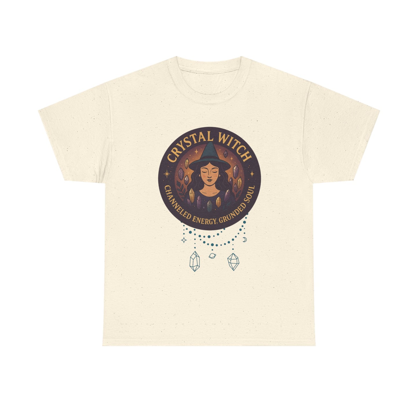 Crystal Witch Heavy Cotton Tee for Spiritual Souls, Unisex T-Shirt, Witchy Apparel, Energy Grounding Gift, Magic Lover's Fashion