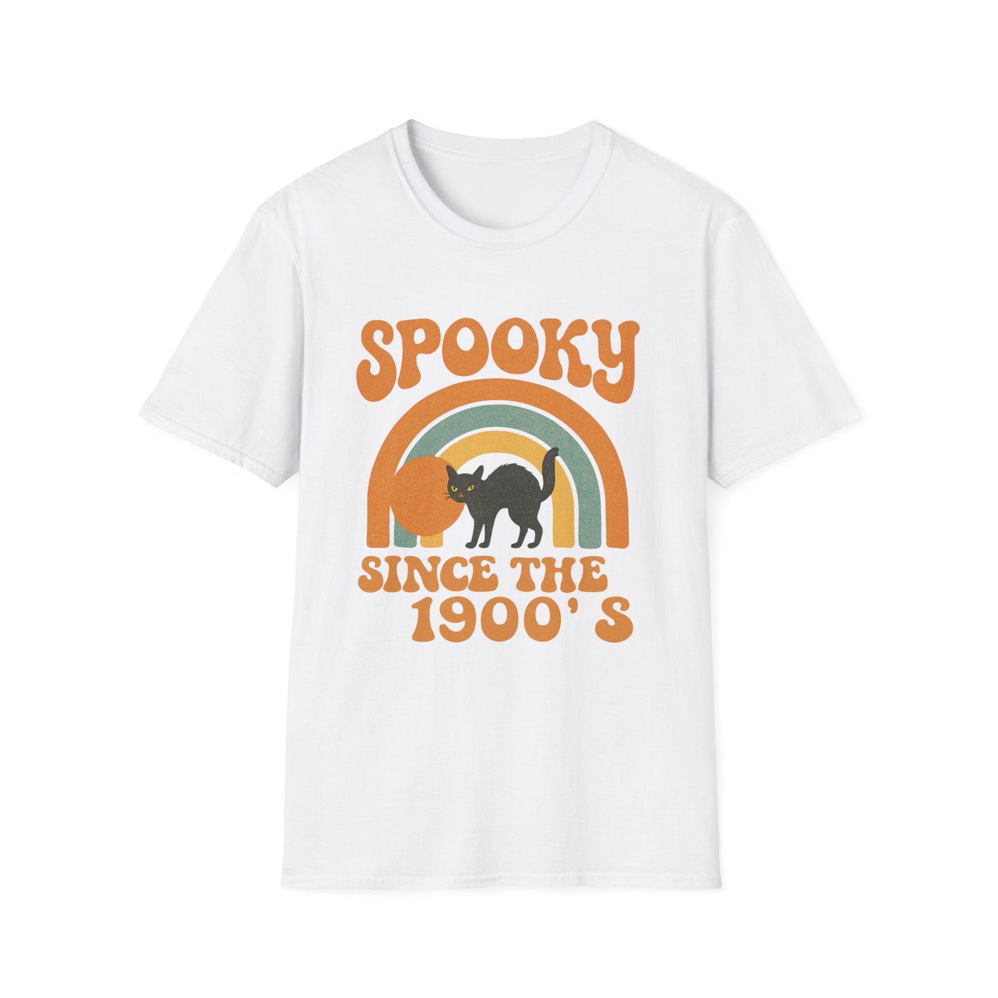 Spooky Since The 1900's Retro Halloween T-Shirt Vintage Black Cat Graphic.