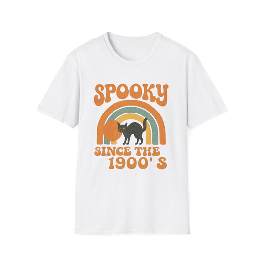 Spooky Since The 1900's Retro Halloween T-Shirt Vintage Black Cat Graphic.