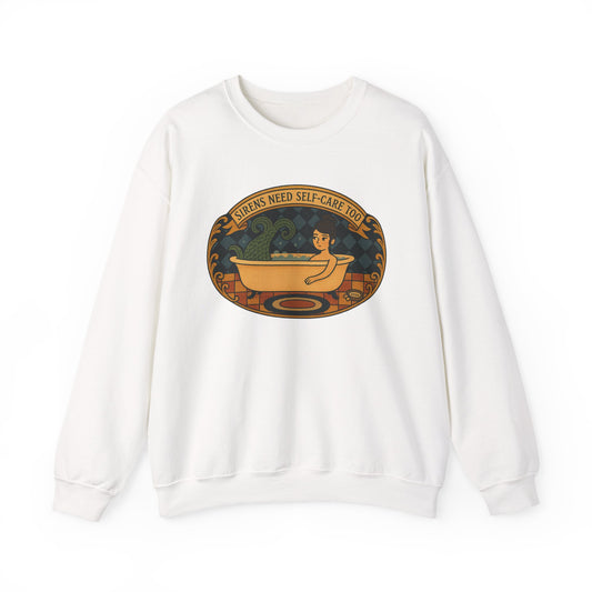 Sirens need Self-Care too , Crewneck Sweatshirt | Cozy Gift, Relaxation Apparel, Unisex Sweatshirt, Mindfulness Fashion, Self-Care Reminder