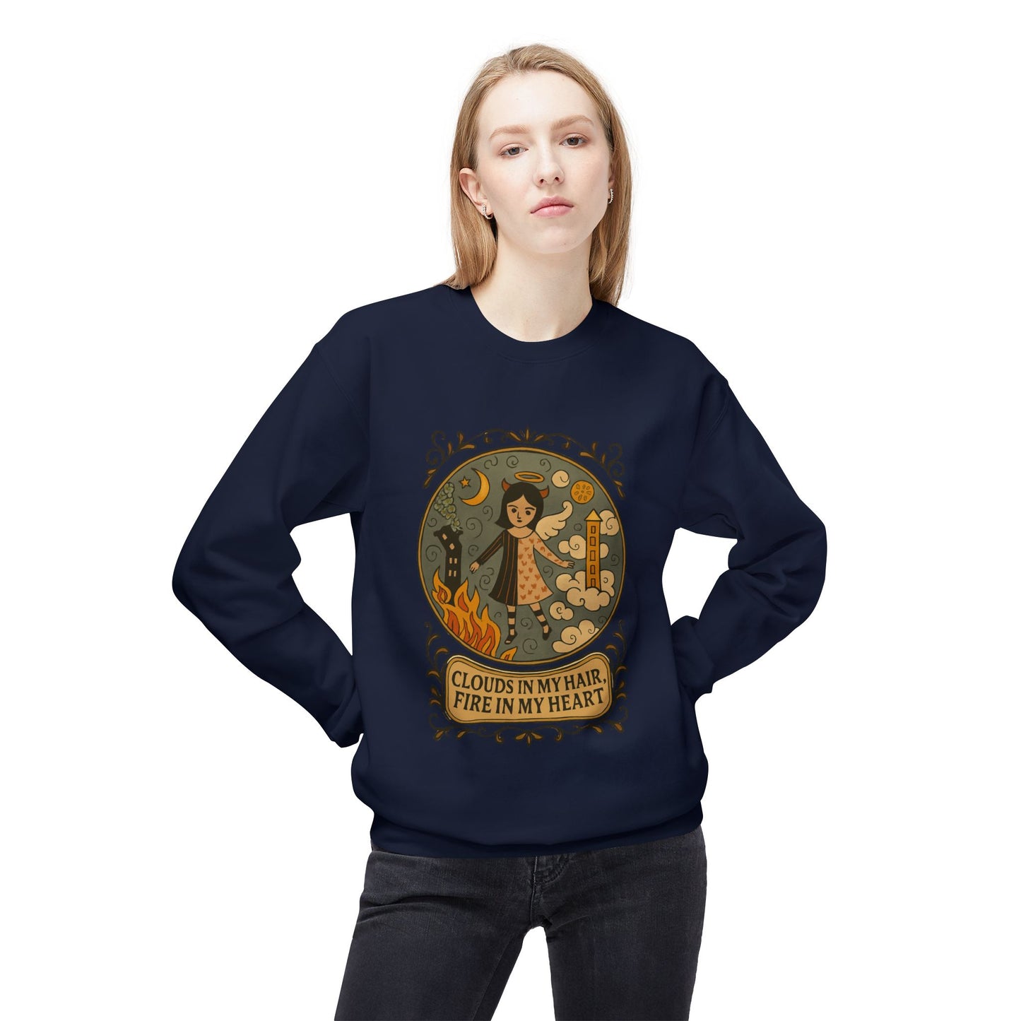 Cozy Inspirational Sweatshirt, Soft Fleece Crewneck, Fire in My Heart, Gift for Dreamers, Fall Fashion, Unisex Crew Sweatshirt