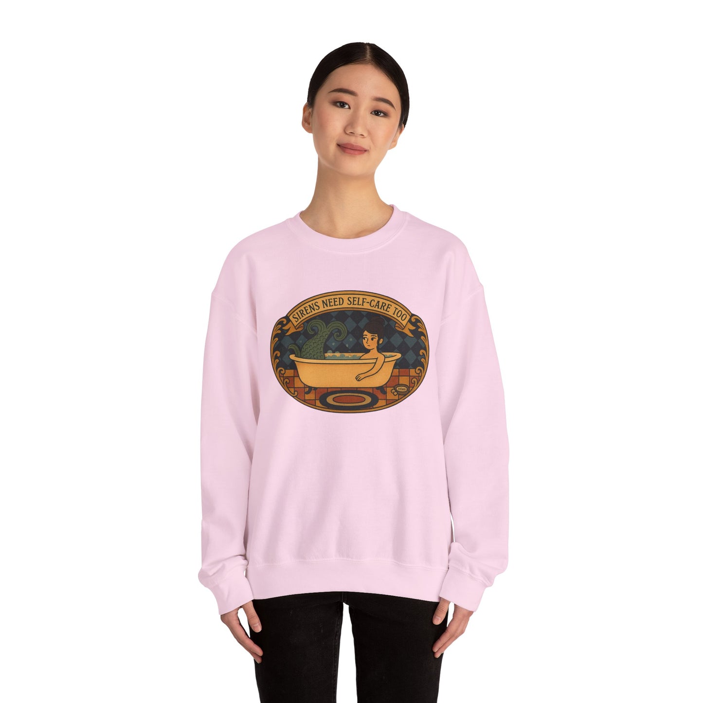 Sirens need Self-Care too , Crewneck Sweatshirt | Cozy Gift, Relaxation Apparel, Unisex Sweatshirt, Mindfulness Fashion, Self-Care Reminder