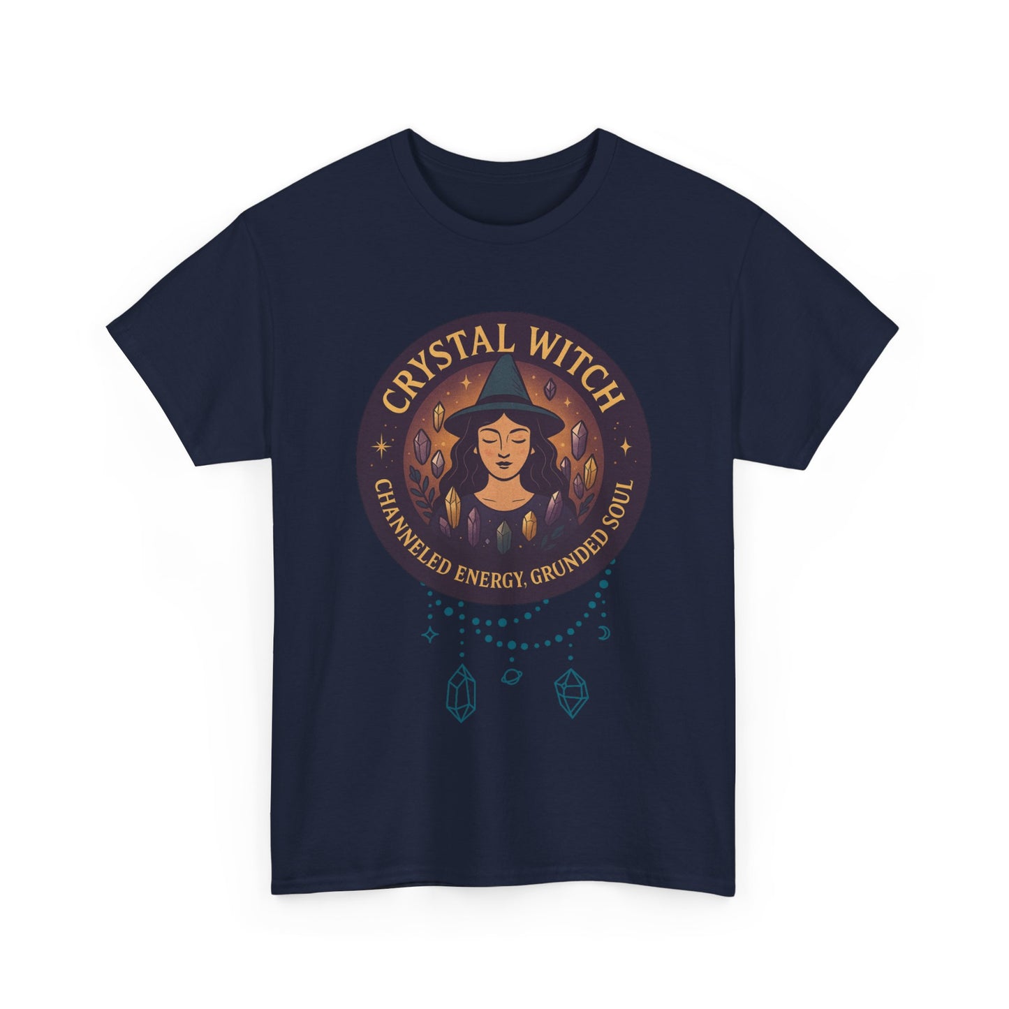 Crystal Witch Heavy Cotton Tee for Spiritual Souls, Unisex T-Shirt, Witchy Apparel, Energy Grounding Gift, Magic Lover's Fashion