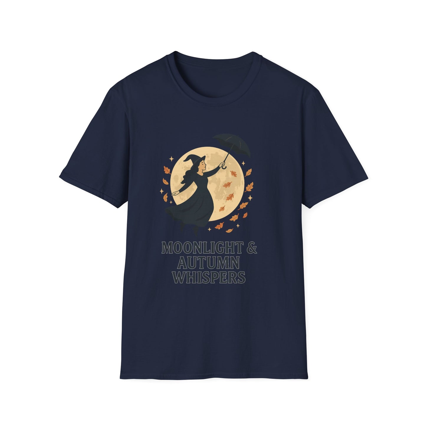 Moonlight & Autumn Whispers T-Shirt, Fall Fashion, Witch Theme Tee, Spooky Season Gift, Cozy Casual Wear, Halloween Outfit