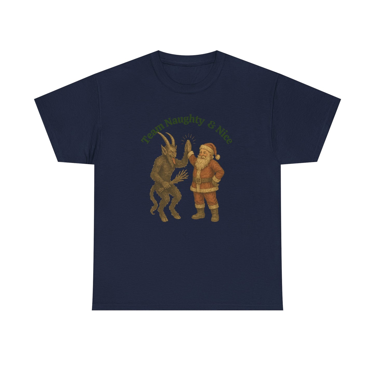 Naughty or Nice, Santa & Krampus High Five Holiday t-shirt!