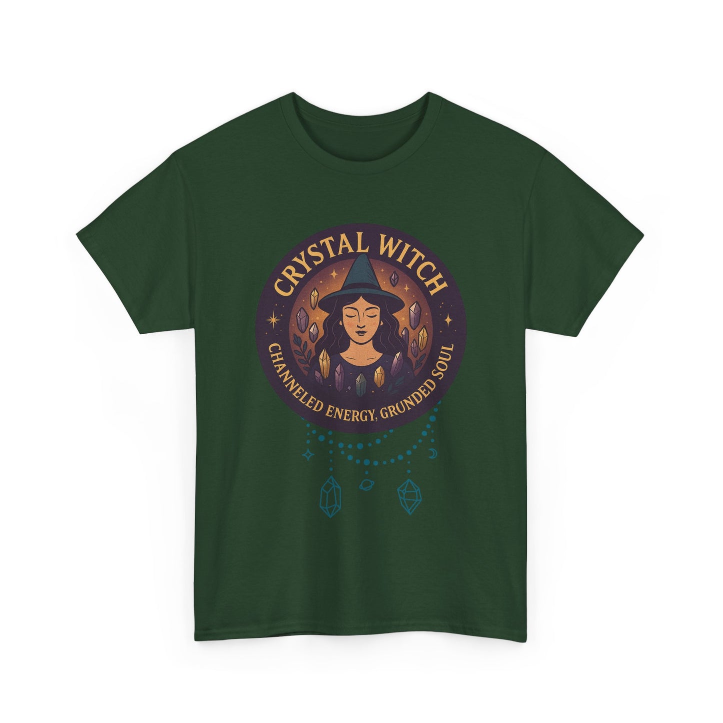 Crystal Witch Heavy Cotton Tee for Spiritual Souls, Unisex T-Shirt, Witchy Apparel, Energy Grounding Gift, Magic Lover's Fashion