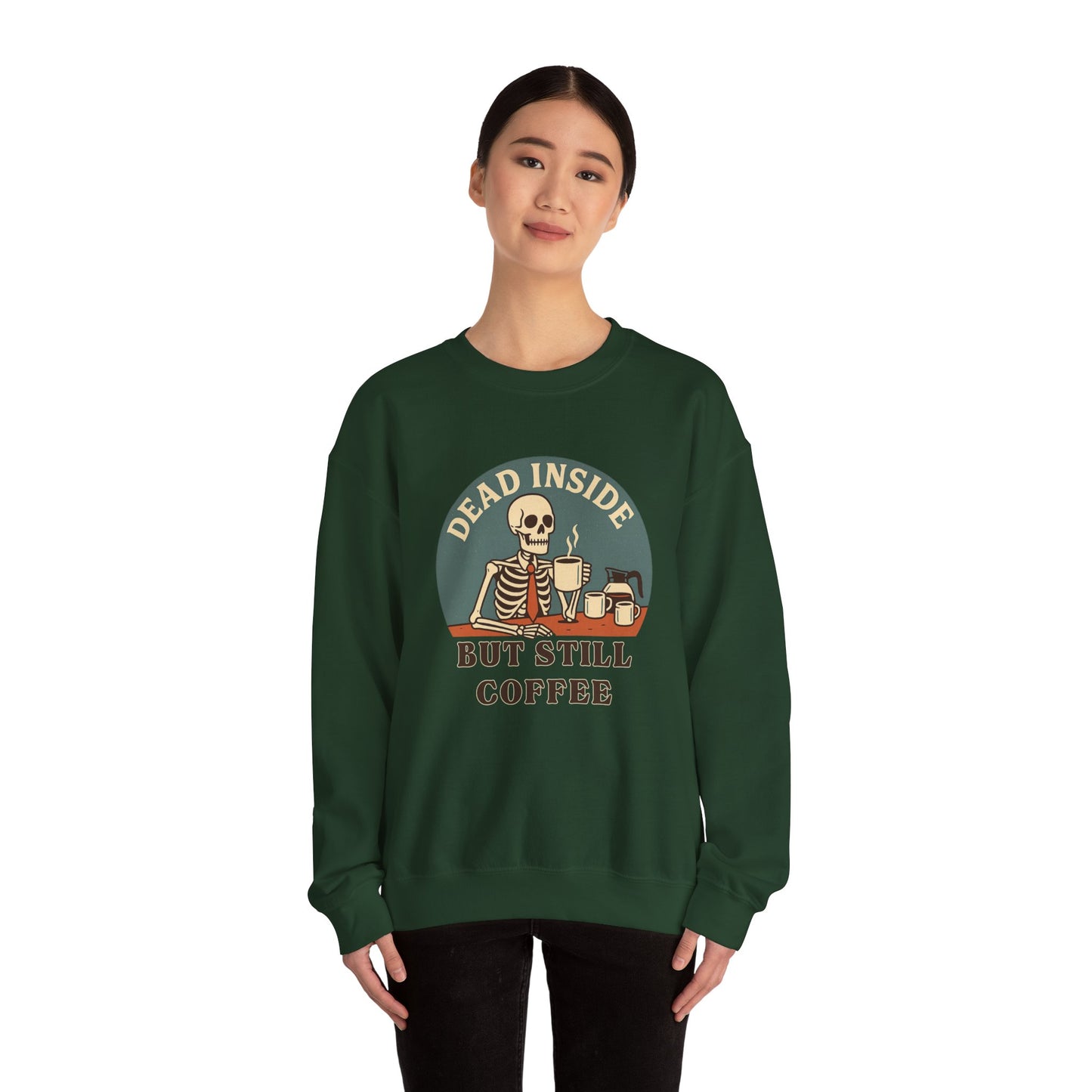 Dead Inside, But Still Coffee, Unisex Heavy Blend™ Crewneck Sweatshirt