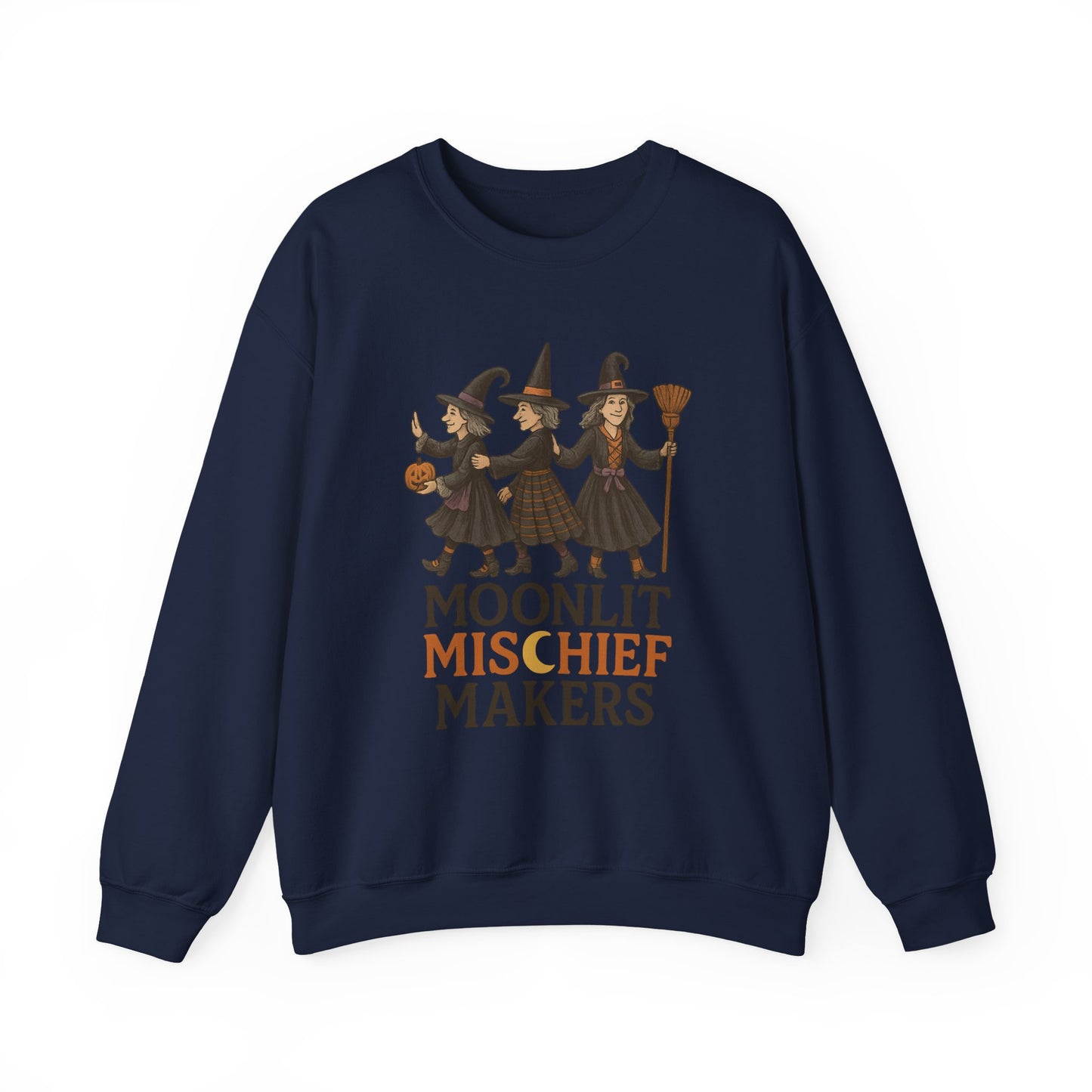 Moonlit Mischief Makers Sweatshirt - Cozy Halloween Crewneck, Perfect Gift for Fall,Casual Style, design by Moonwoven by Luna