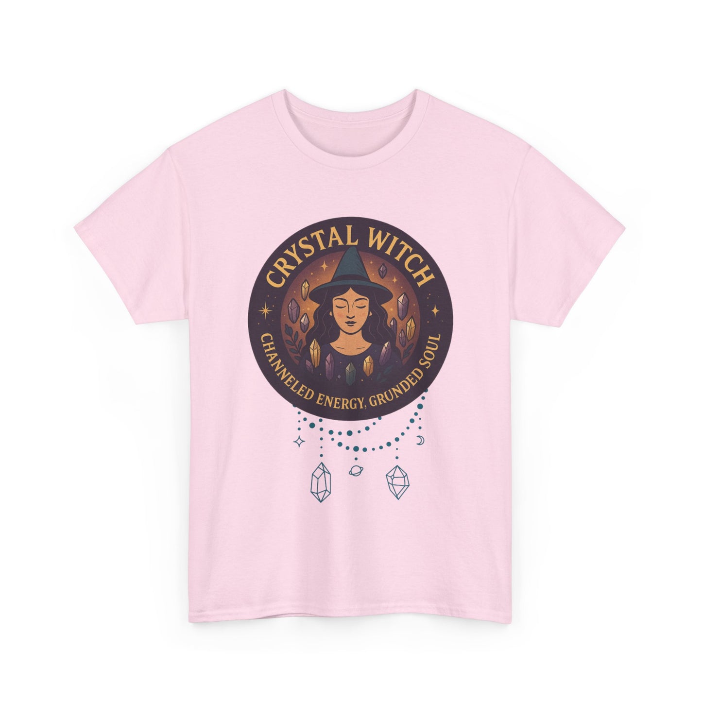 Crystal Witch Heavy Cotton Tee for Spiritual Souls, Unisex T-Shirt, Witchy Apparel, Energy Grounding Gift, Magic Lover's Fashion