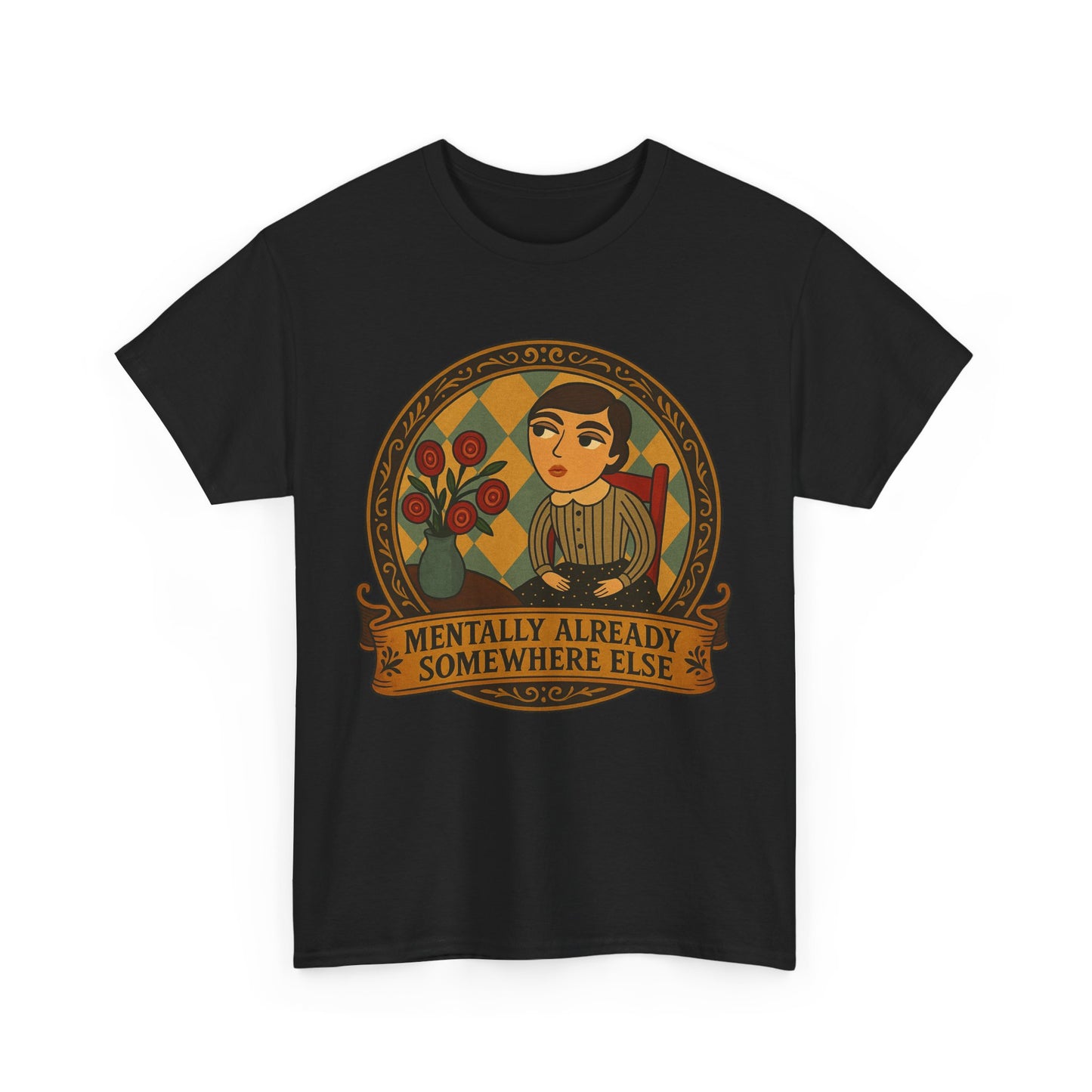 Retro Graphic Tee: 'Mentally Already Somewhere Else', Original Art t-shirt, Casual Wear, Vintage Style, Gift for Dreamers,