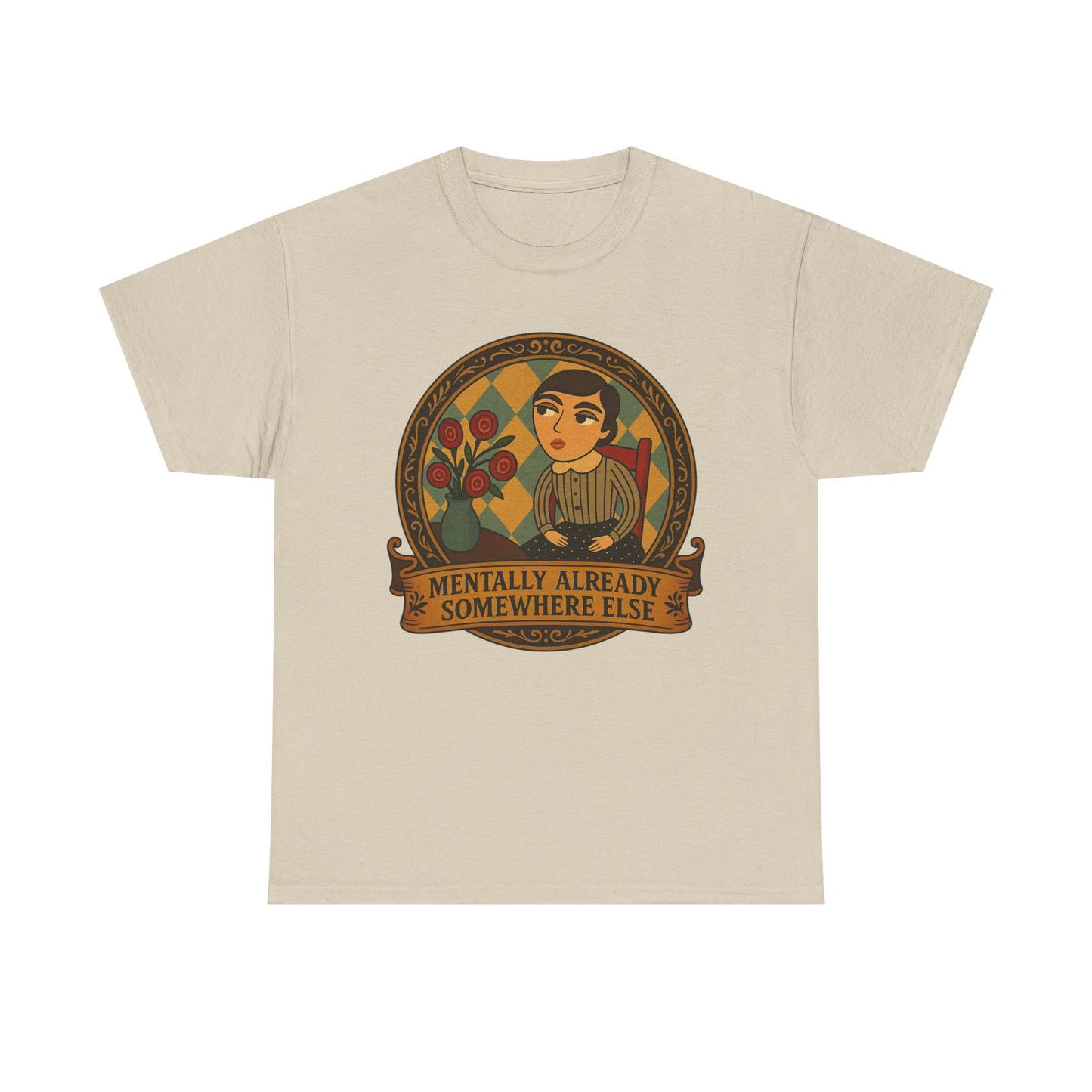Retro Graphic Tee: 'Mentally Already Somewhere Else', Original Art t-shirt, Casual Wear, Vintage Style, Gift for Dreamers,