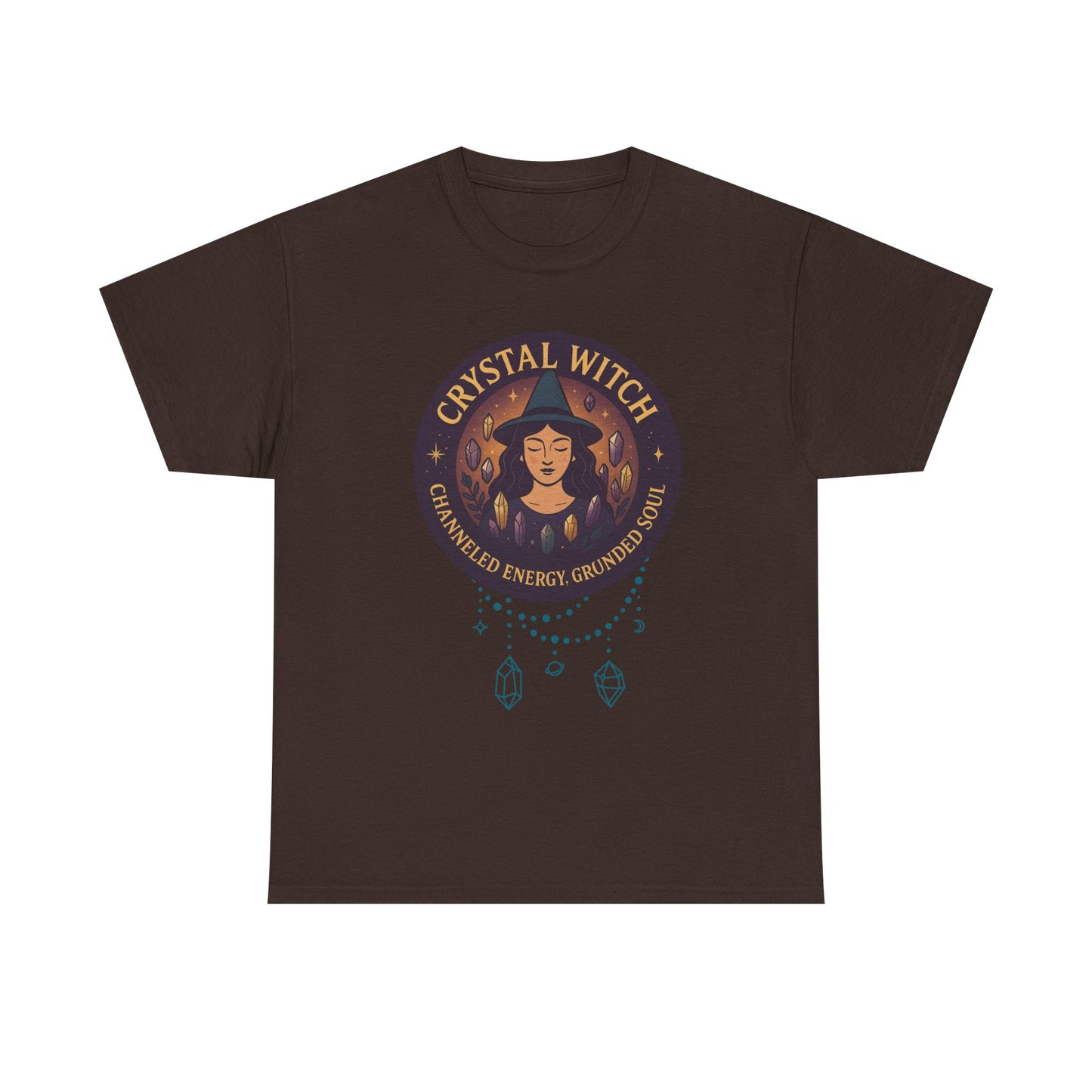 Crystal Witch Heavy Cotton Tee for Spiritual Souls, Unisex T-Shirt, Witchy Apparel, Energy Grounding Gift, Magic Lover's Fashion