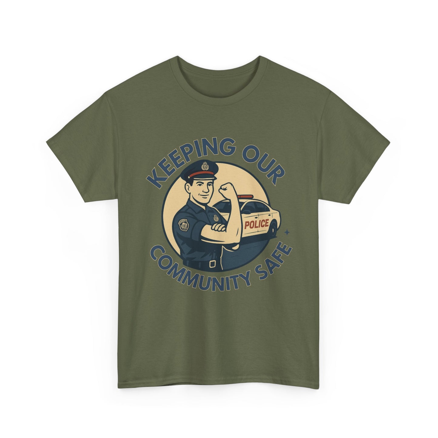 Male Police, Community Safety Tee - Unisex Heavy Cotton Shirt, Police Appreciation T-Shirt, Gift for Heroes, Casual Wear, Law Enforcement Support