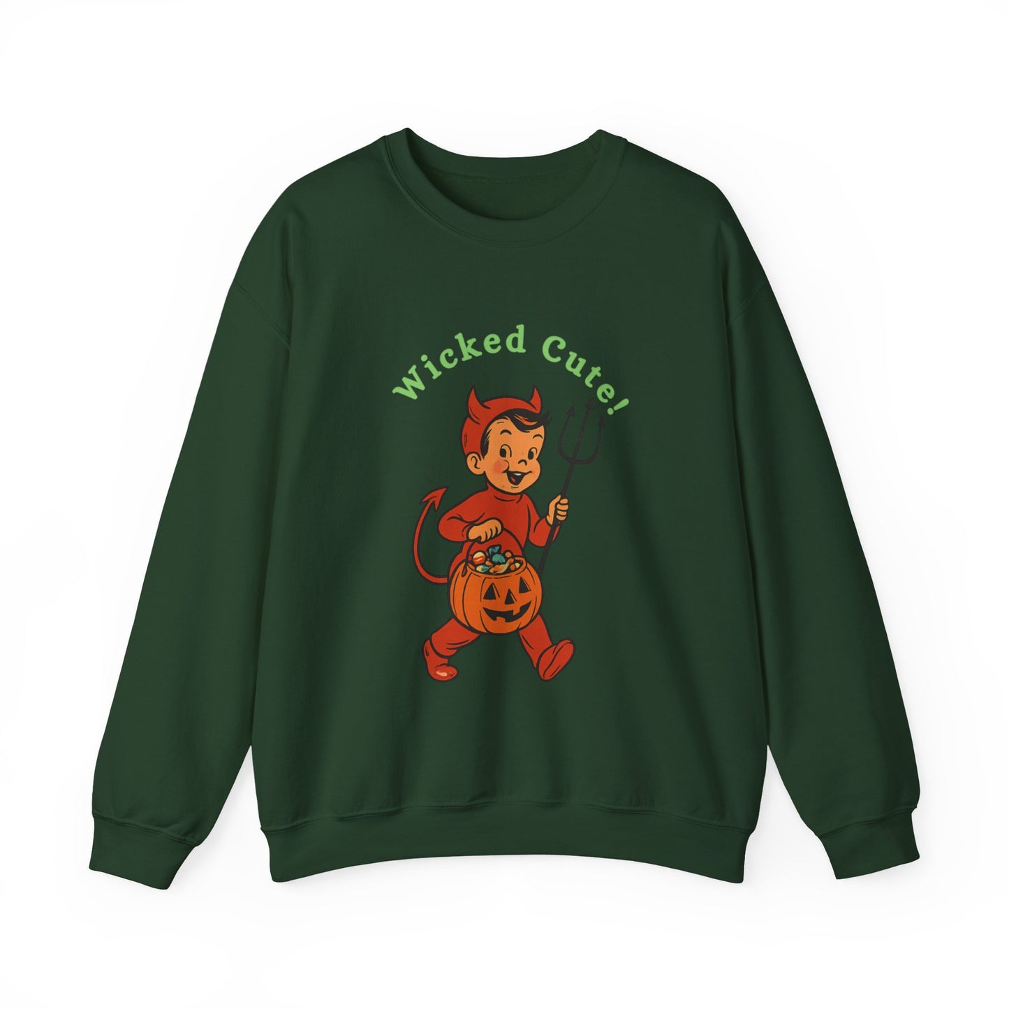 Wicked Cute Devil Sweatshirt, Halloween Vintage Crewneck Jumper, Unisex Cozy Pullover, Retro Style Sweater, Fall Fashion Top