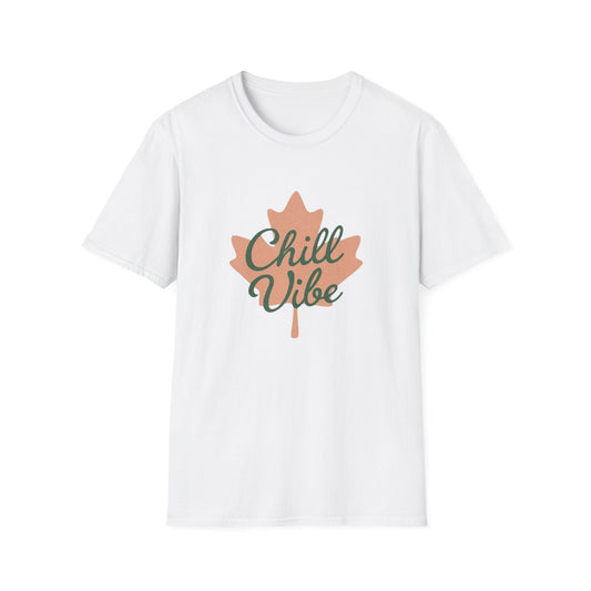 Chill Vibe, Canadian Leaf T-Shirt, Softstyle Tee for Men and Women, Chill Vibe, Moonwoven by Luna, Unisex Top