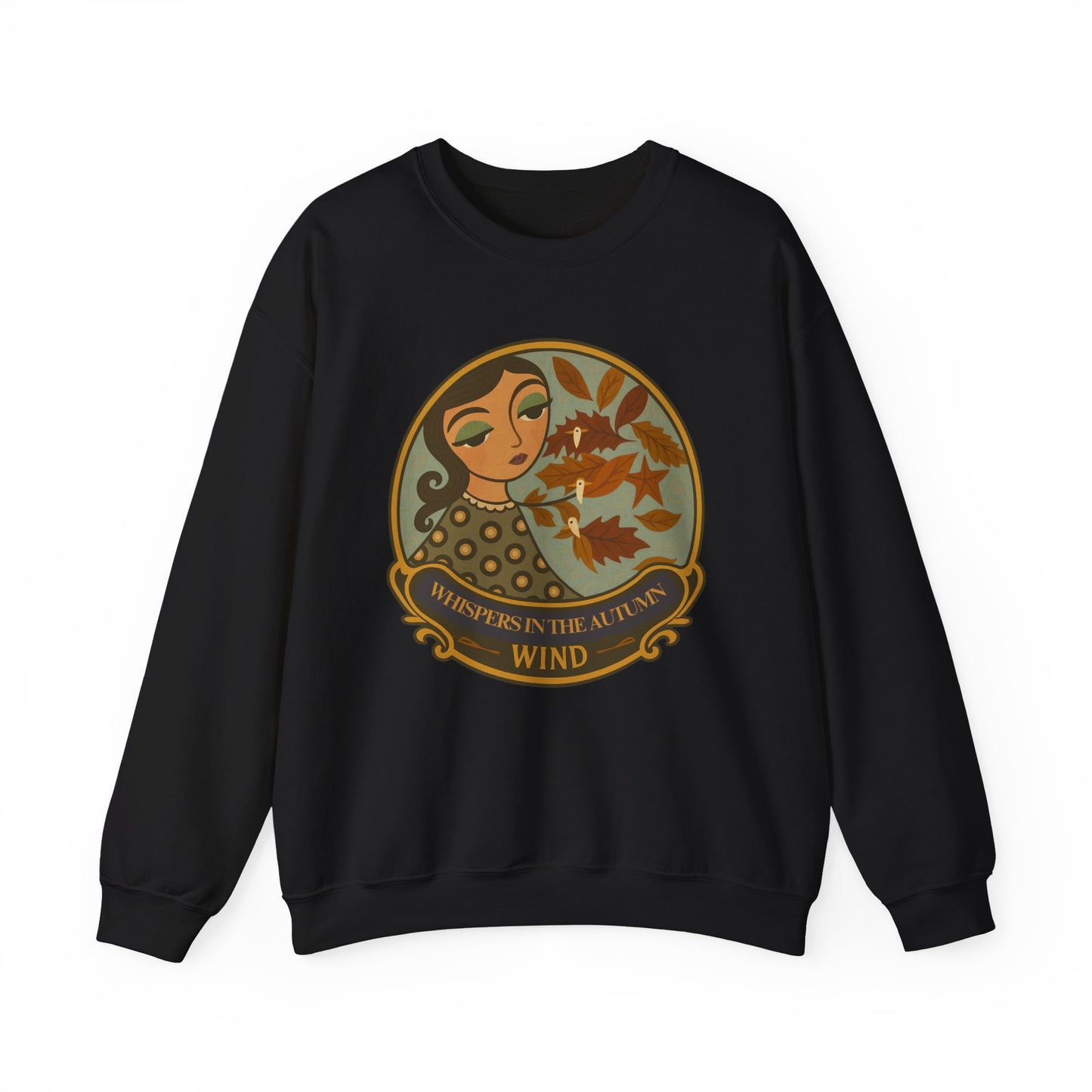 Whispers in th Autumn Wind Crewneck Sweatshirt with Vintage Floral Design, Casual Outings, Gift for Her, Holiday Sweater, Autumn Vibes