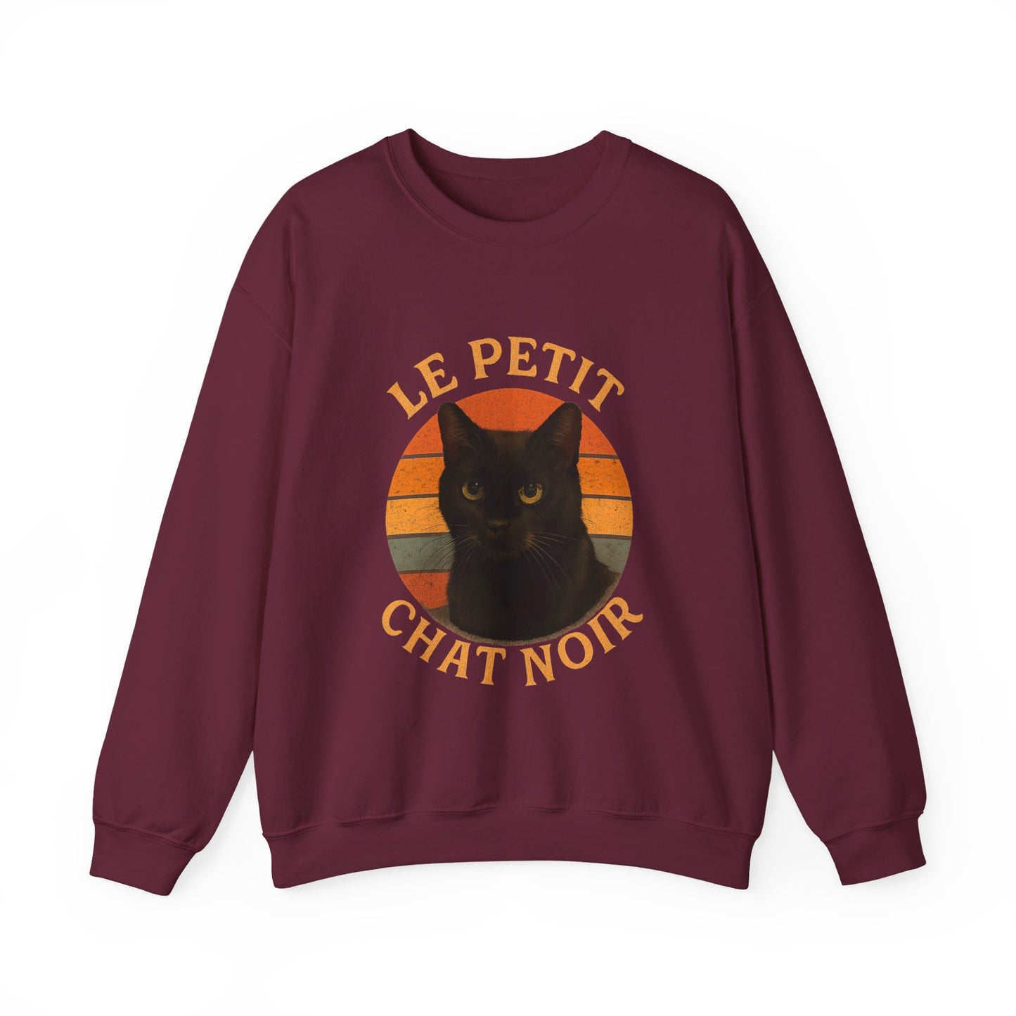 Le Petite Chat Noir, Black Cat Sweatshirt, Cozy Crewneck, Casual Style, Gift for Cat Lovers, Fall Fashion, Unique Animal Design