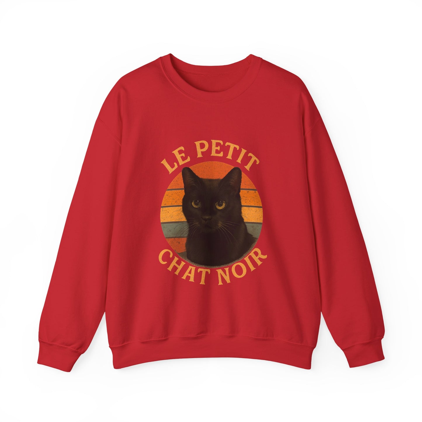 Le Petite Chat Noir, Black Cat Sweatshirt, Cozy Crewneck, Casual Style, Gift for Cat Lovers, Fall Fashion, Unique Animal Design