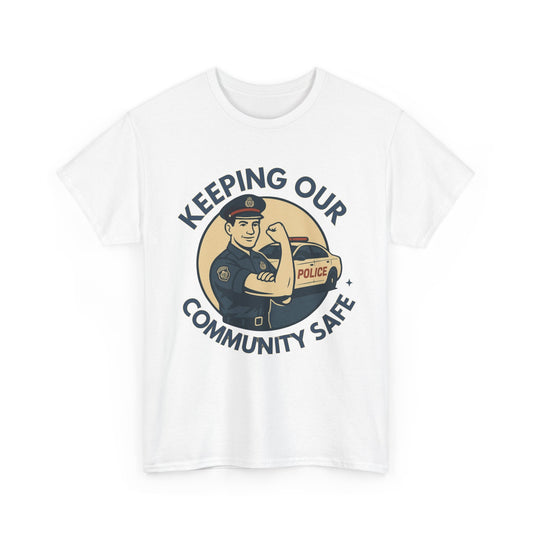 Male Police, Community Safety Tee - Unisex Heavy Cotton Shirt, Police Appreciation T-Shirt, Gift for Heroes, Casual Wear, Law Enforcement Support