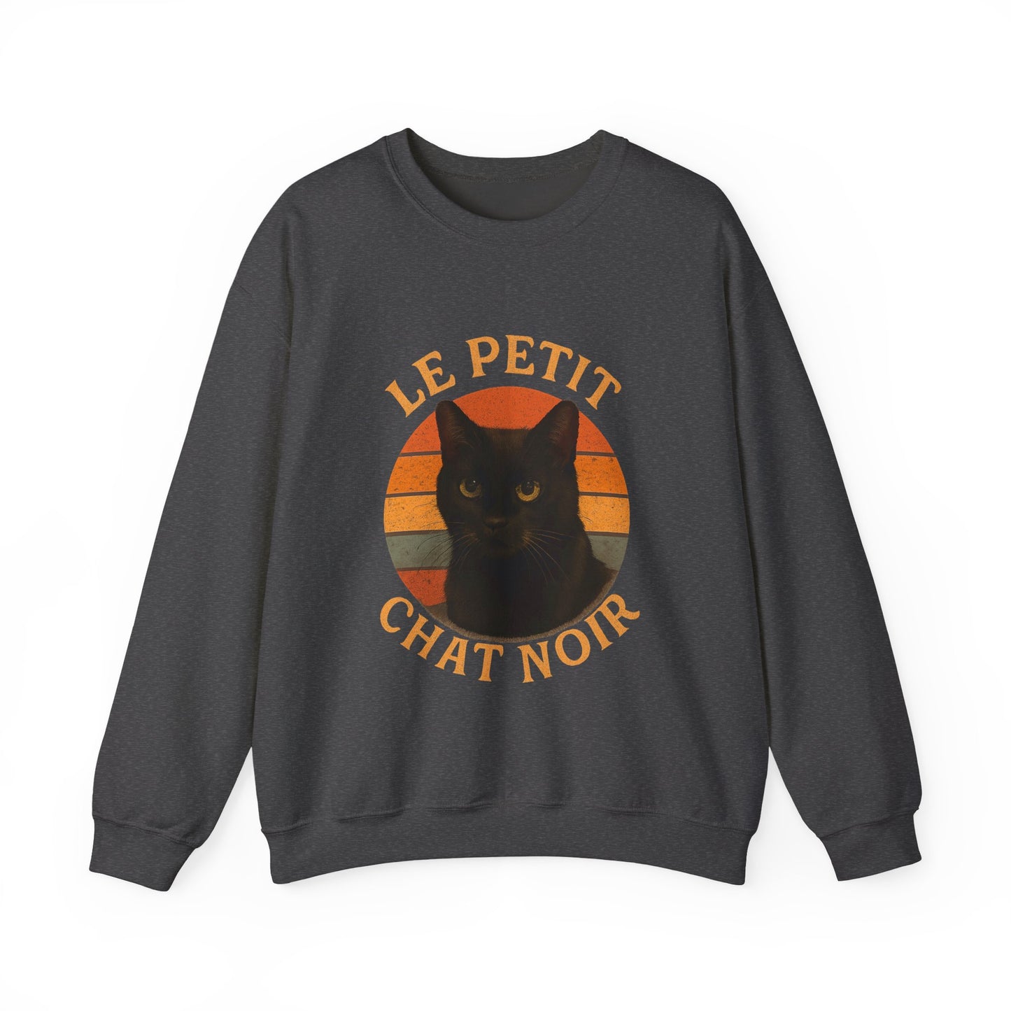 Le Petite Chat Noir, Black Cat Sweatshirt, Cozy Crewneck, Casual Style, Gift for Cat Lovers, Fall Fashion, Unique Animal Design