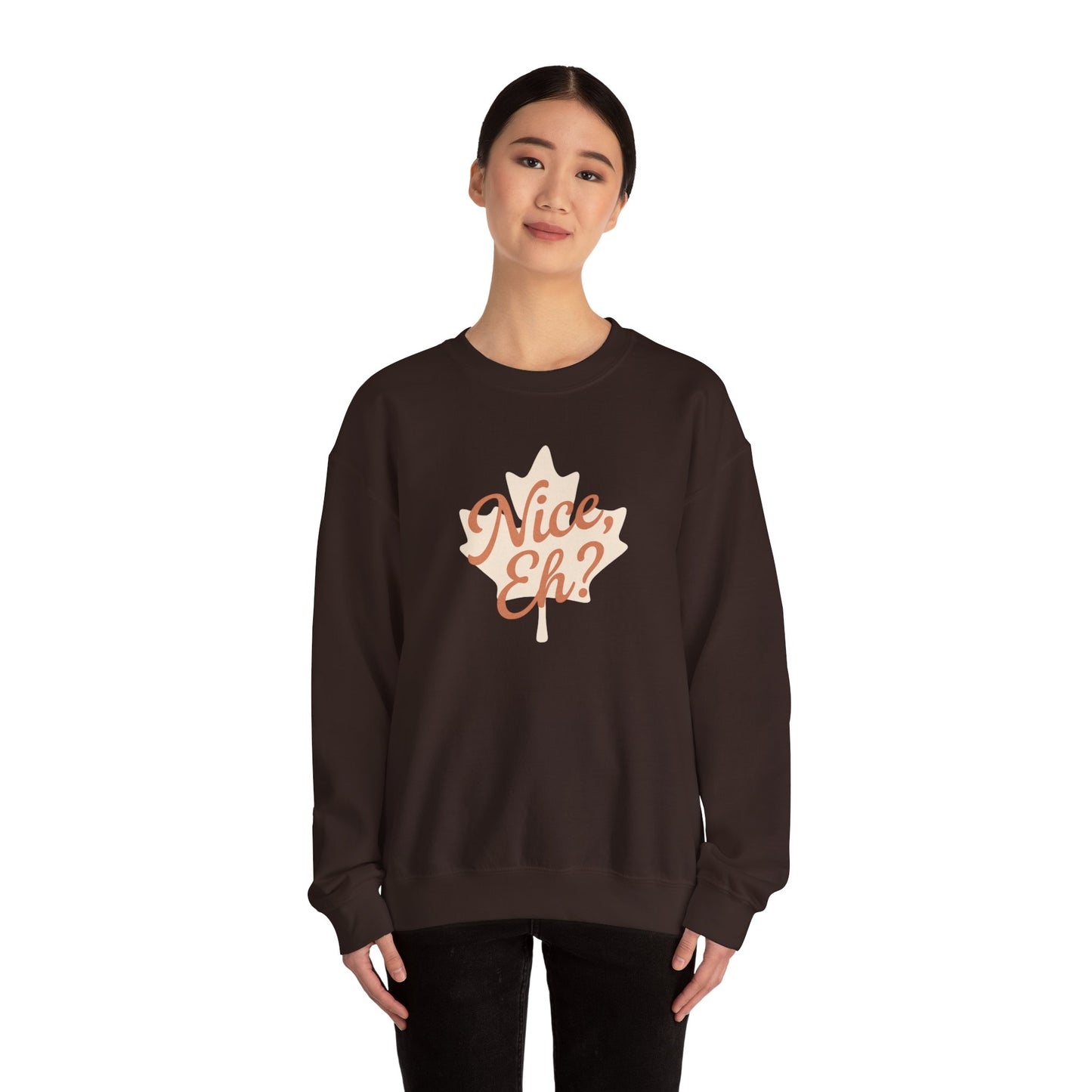 Chill Canadian Sweatshirt, Nice , Eh With Canadian leaf, Moonwoven by Luna, Unisex Crewneck, Warm Pullover, Cozy Jumper, Maple Leaf Sweater,