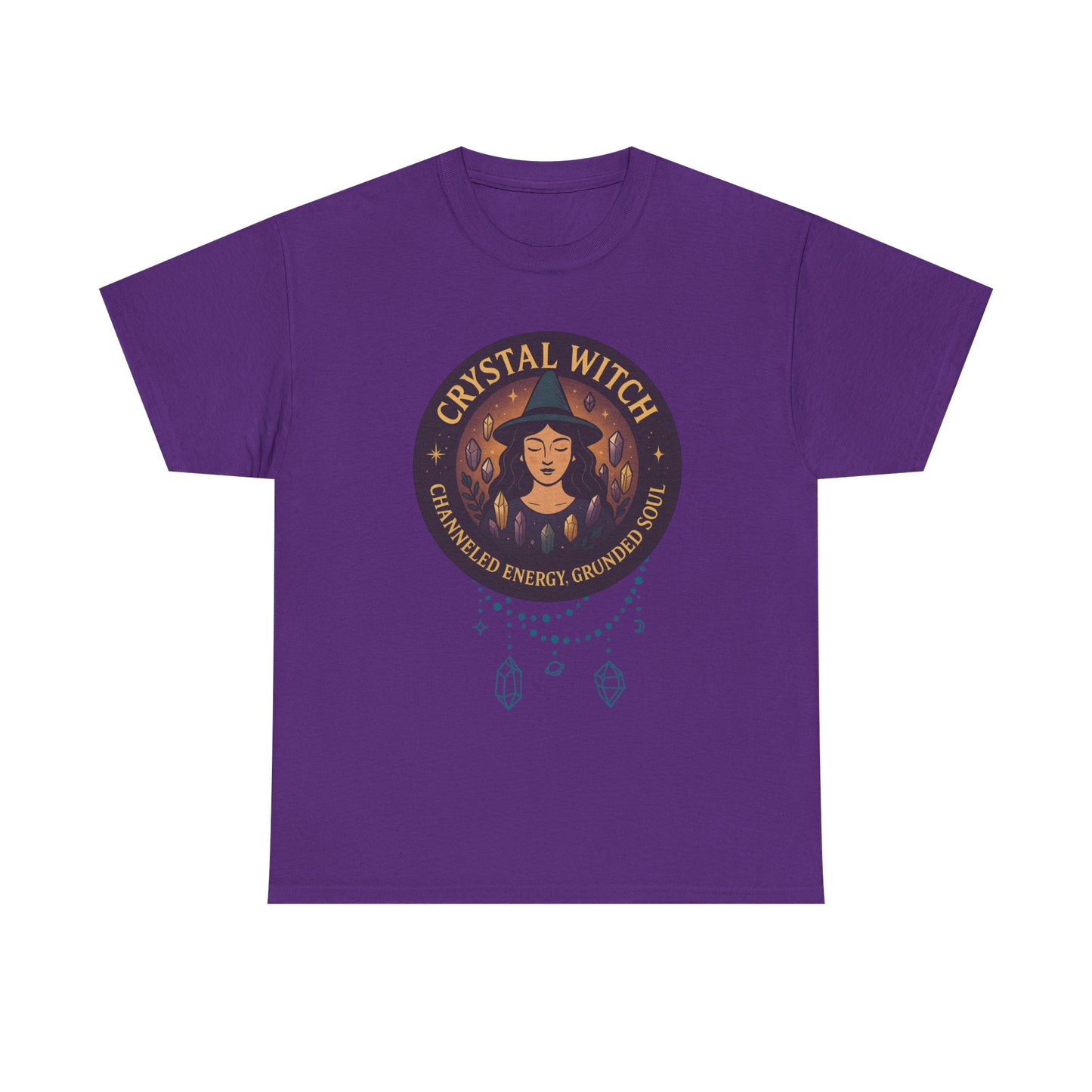 Crystal Witch Heavy Cotton Tee for Spiritual Souls, Unisex T-Shirt, Witchy Apparel, Energy Grounding Gift, Magic Lover's Fashion
