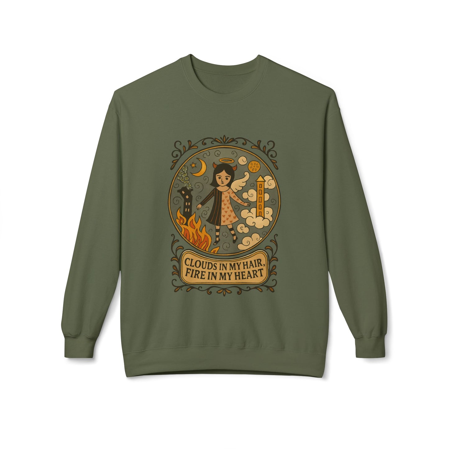 Cozy Inspirational Sweatshirt, Soft Fleece Crewneck, Fire in My Heart, Gift for Dreamers, Fall Fashion, Unisex Crew Sweatshirt