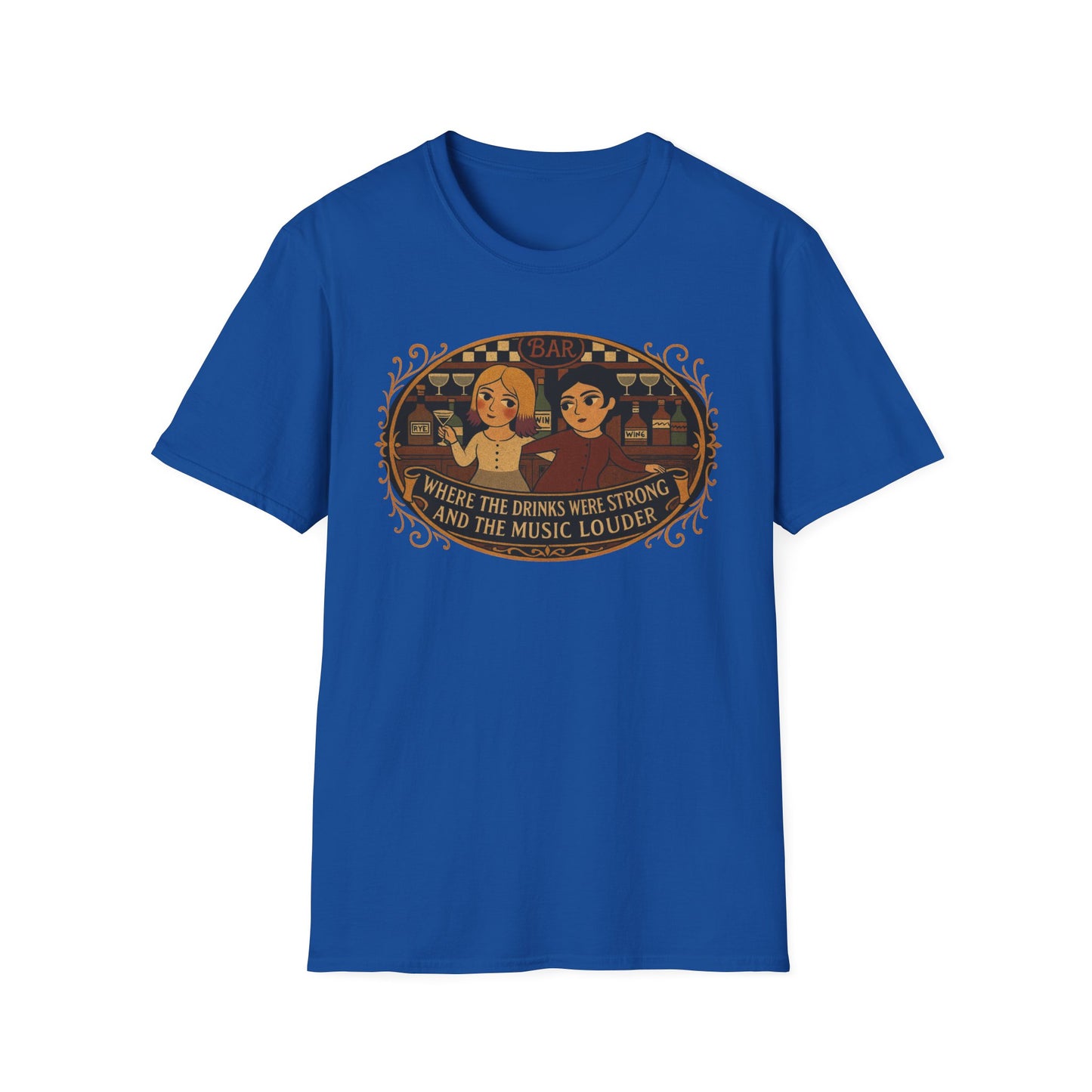 Where the Drinks were Strong and the Music Louder T-Shirt - Perfect for Festivals, Music Lovers , Gifts for Friends, Unisex Softstyle Tee