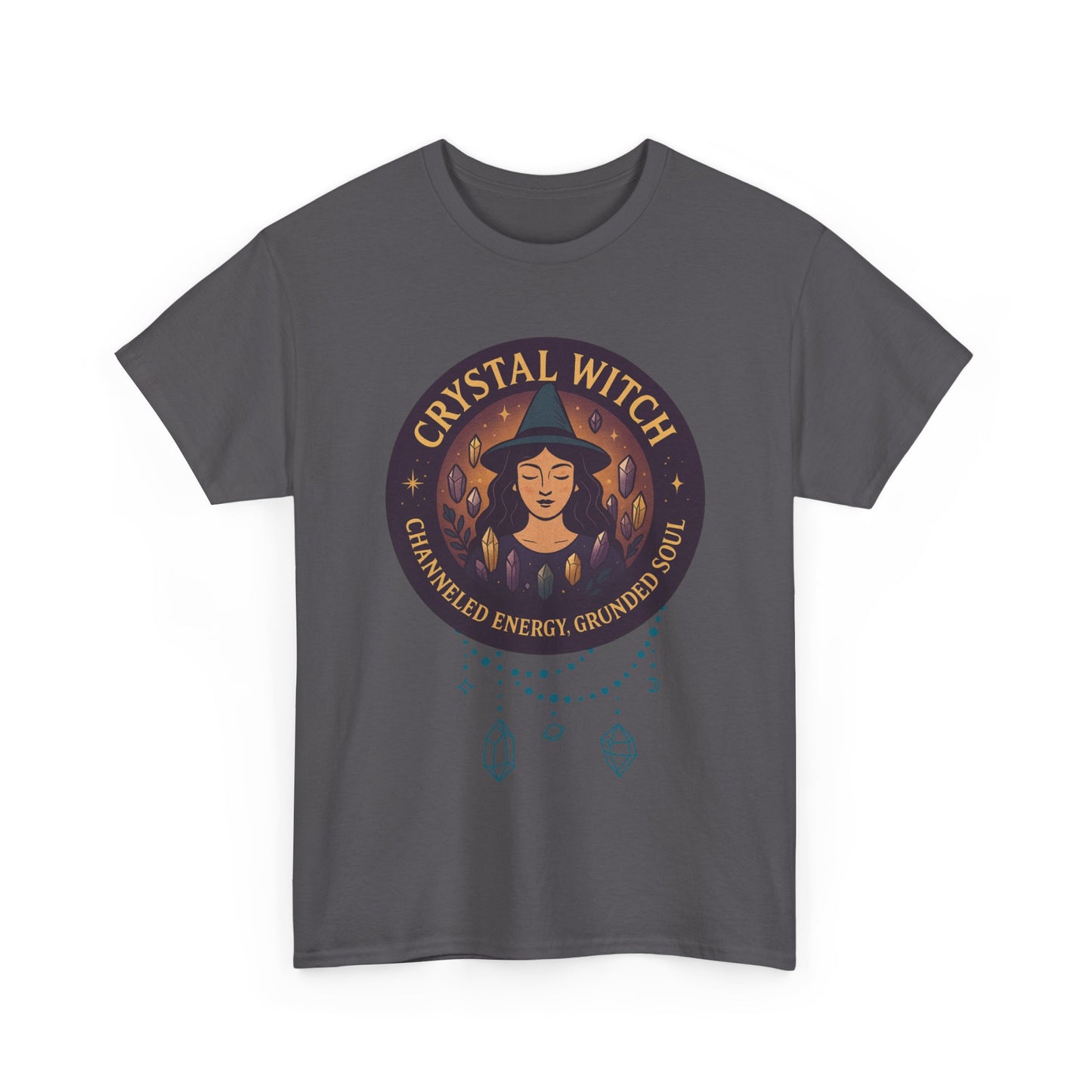 Crystal Witch Heavy Cotton Tee for Spiritual Souls, Unisex T-Shirt, Witchy Apparel, Energy Grounding Gift, Magic Lover's Fashion