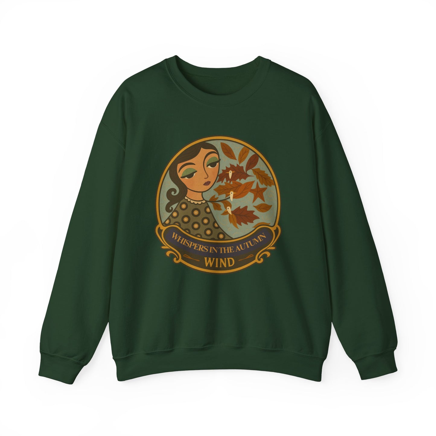 Whispers in th Autumn Wind Crewneck Sweatshirt with Vintage Floral Design, Casual Outings, Gift for Her, Holiday Sweater, Autumn Vibes