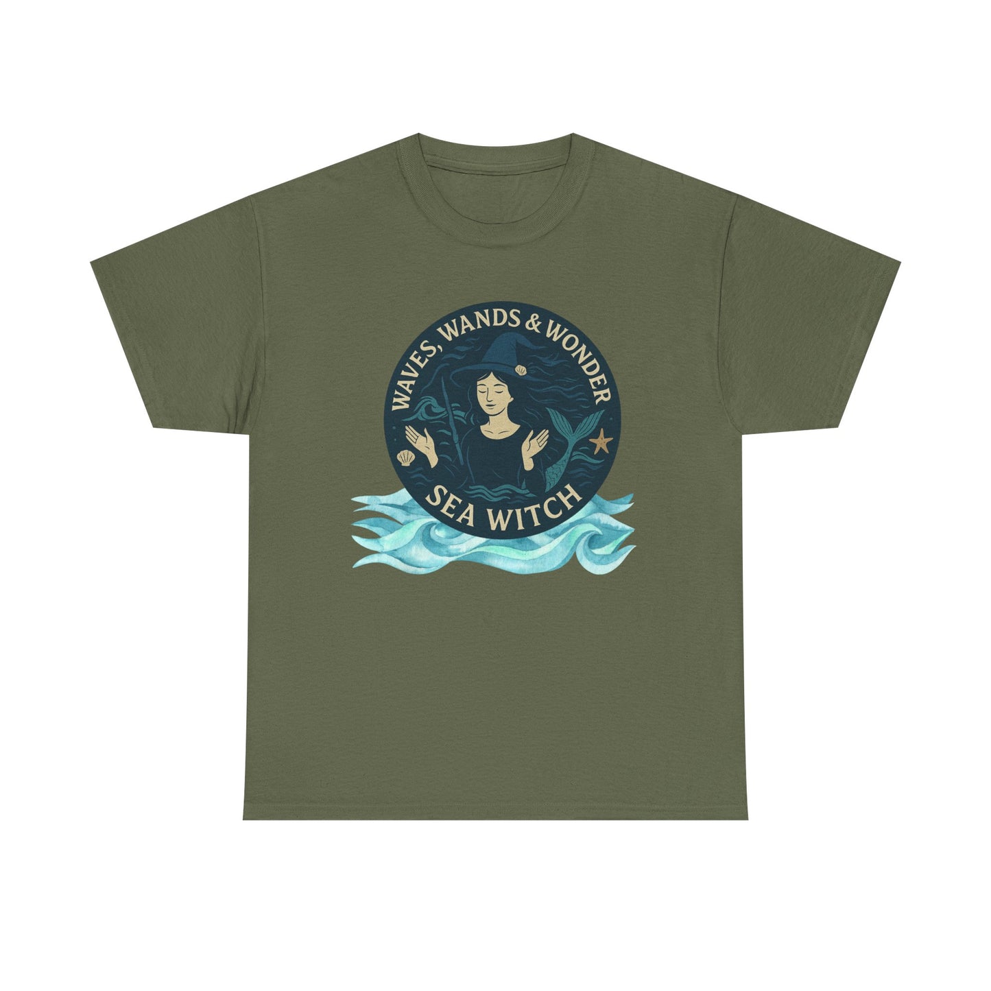 Sea Witch Unisex Tee, Ocean Sorceress T-shirt, Moonwoven by Luna, Sea Witch Shirt, Beach Goth Tee, Sea Witch Gift, Heavy Cotton Tshirt