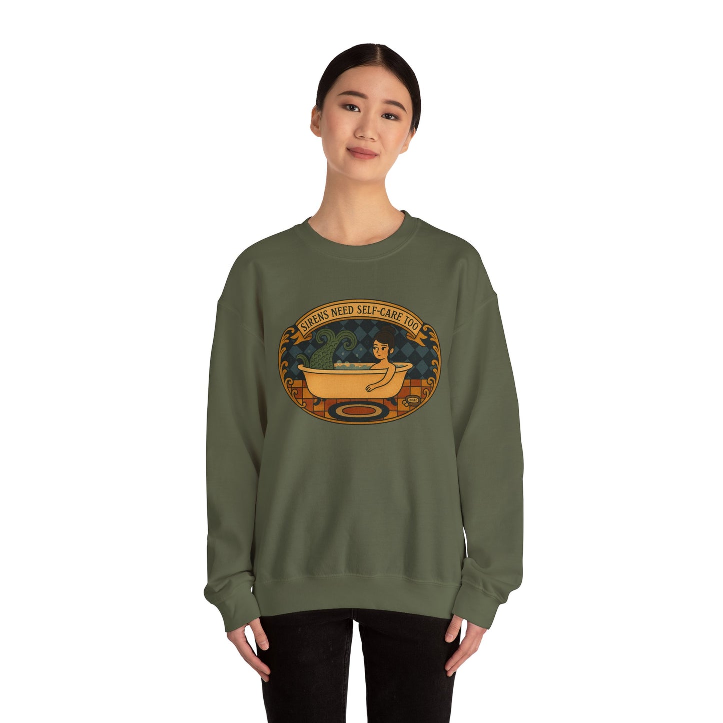 Sirens need Self-Care too , Crewneck Sweatshirt | Cozy Gift, Relaxation Apparel, Unisex Sweatshirt, Mindfulness Fashion, Self-Care Reminder