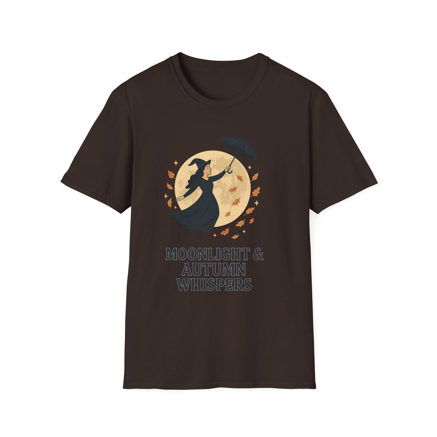 Moonlight & Autumn Whispers T-Shirt, Fall Fashion, Witch Theme Tee, Spooky Season Gift, Cozy Casual Wear, Halloween Outfit