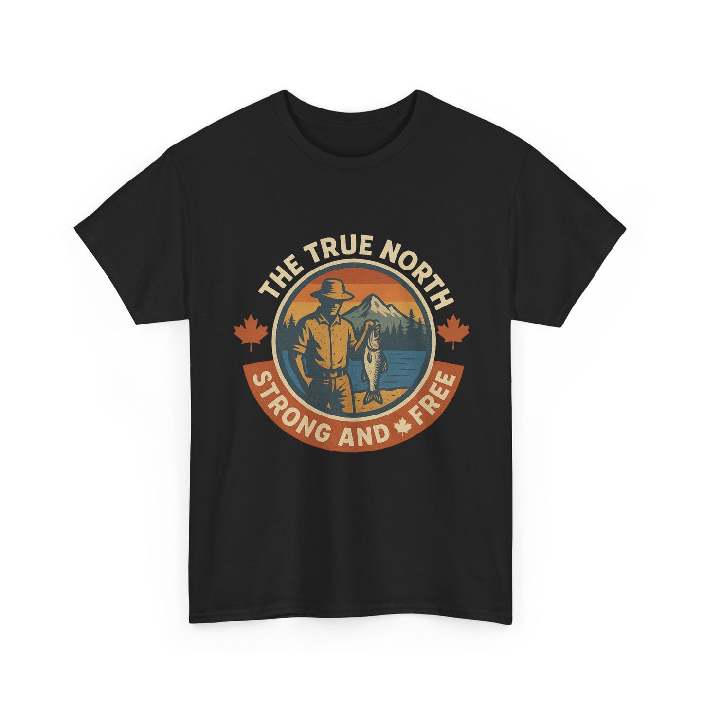 True North Strong and Free, Adventure Tee | Unisex Heavy Cotton Tee for Outdoors Lovers, Casual Wear, Gifts, Travel, Exploration