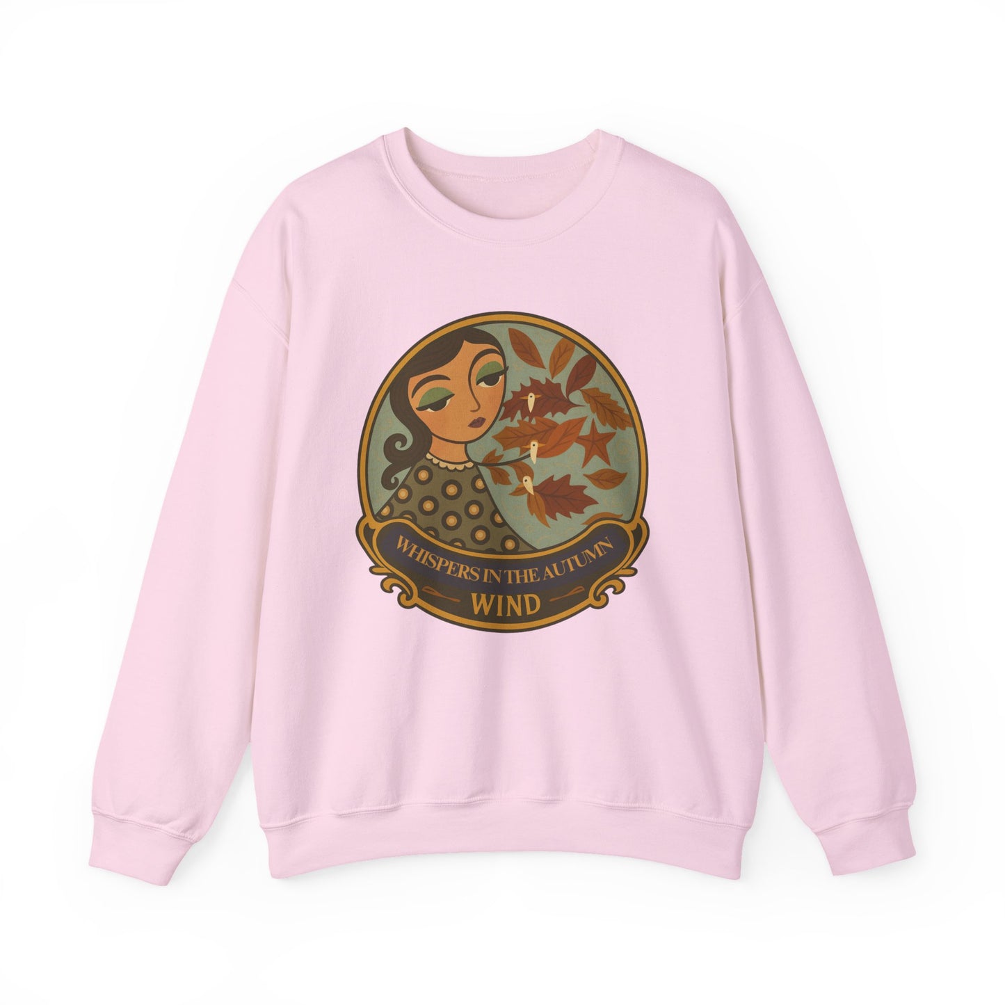 Whispers in th Autumn Wind Crewneck Sweatshirt with Vintage Floral Design, Casual Outings, Gift for Her, Holiday Sweater, Autumn Vibes