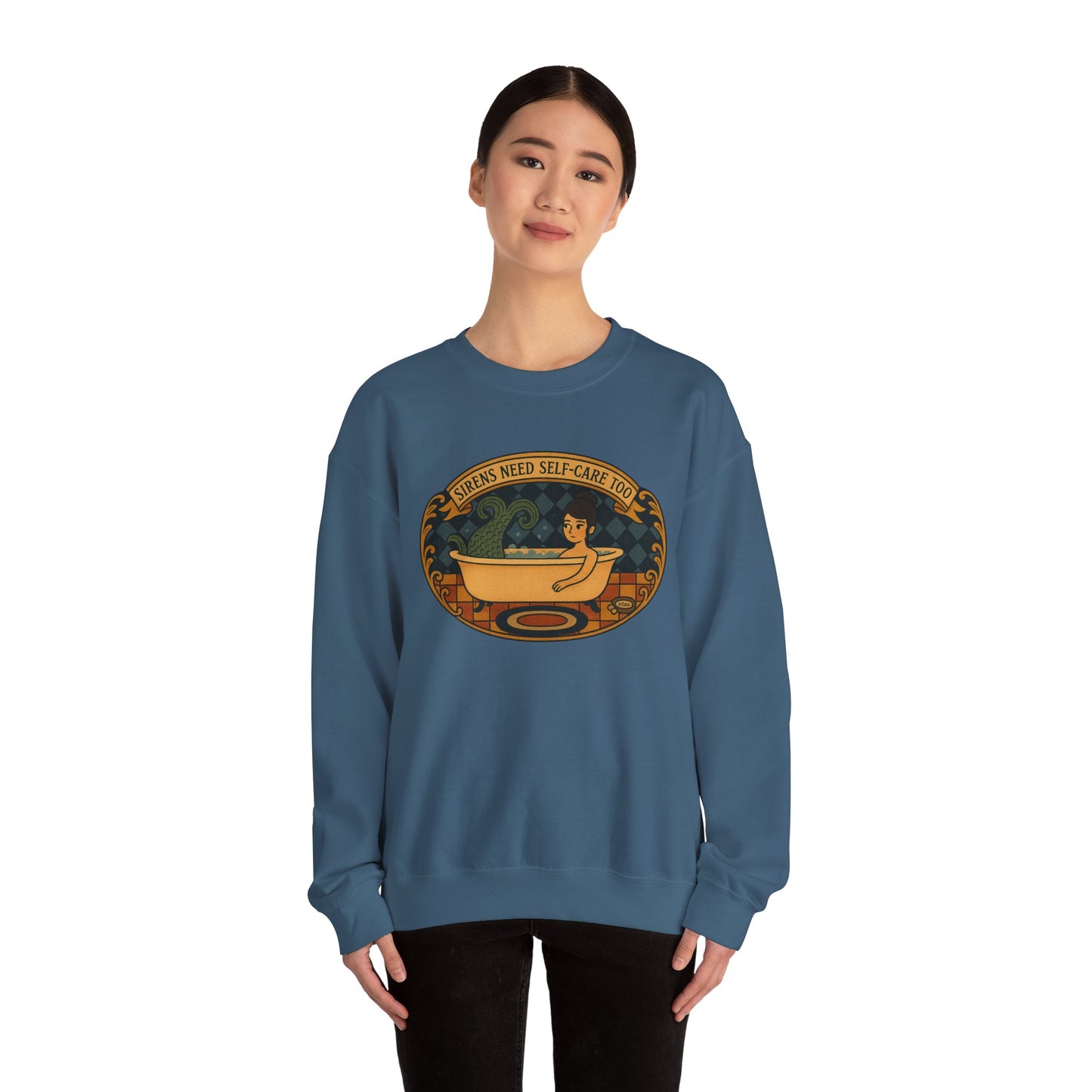 Sirens need Self-Care too , Crewneck Sweatshirt | Cozy Gift, Relaxation Apparel, Unisex Sweatshirt, Mindfulness Fashion, Self-Care Reminder
