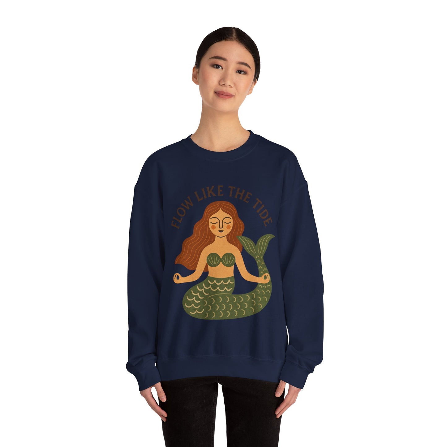 Flow Like the Tide - Boho Mermaid Crewneck Sweatshirt
