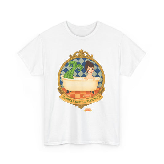 Mermaid Troubles ,Whimsical Bathtub Tee | Fun Gift for Aquatic Lovers, Retro Style T-Shirt, Quirky Graphic Tee, Unique Casual Wear, Bath-Themed Apparel