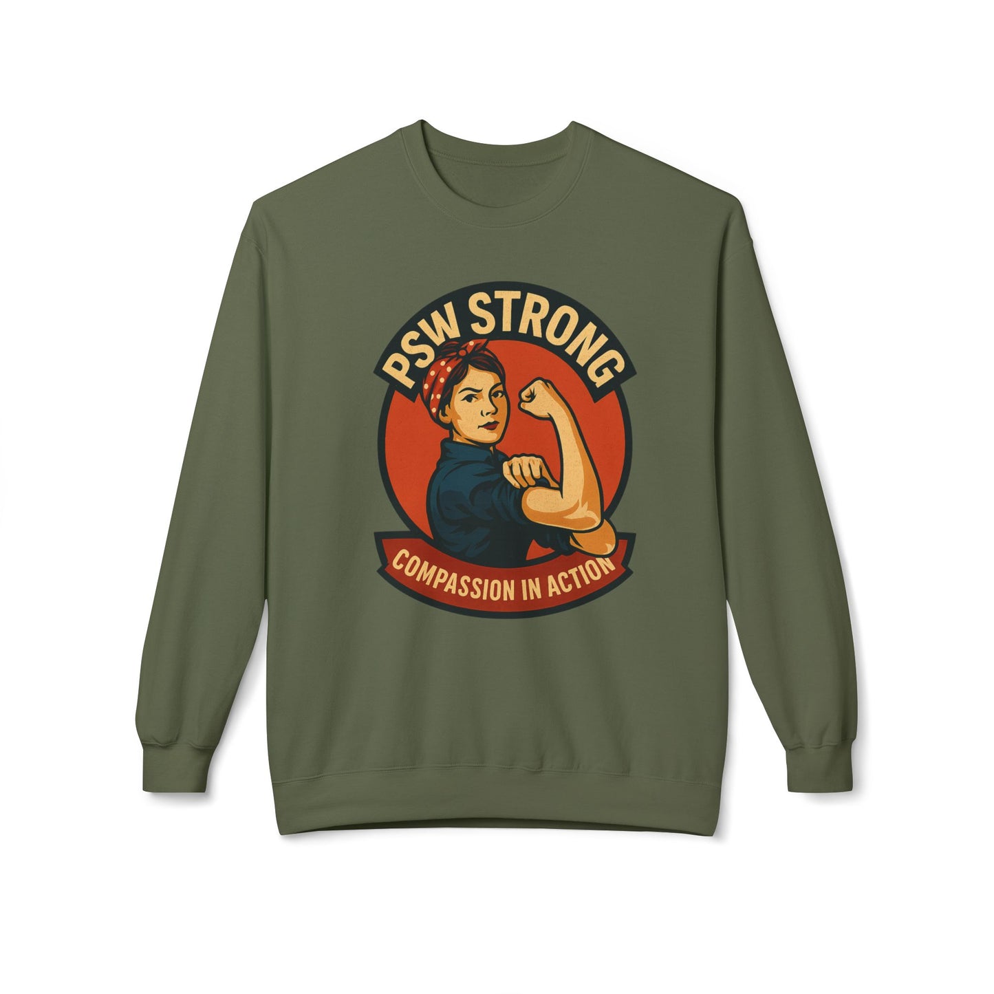 PSW Strong Fleece Crewneck Sweatshirt - Empowerment Gift, Cozy Apparel, Thoughtful Present, Comfortable Fashion, Inspirational Wear