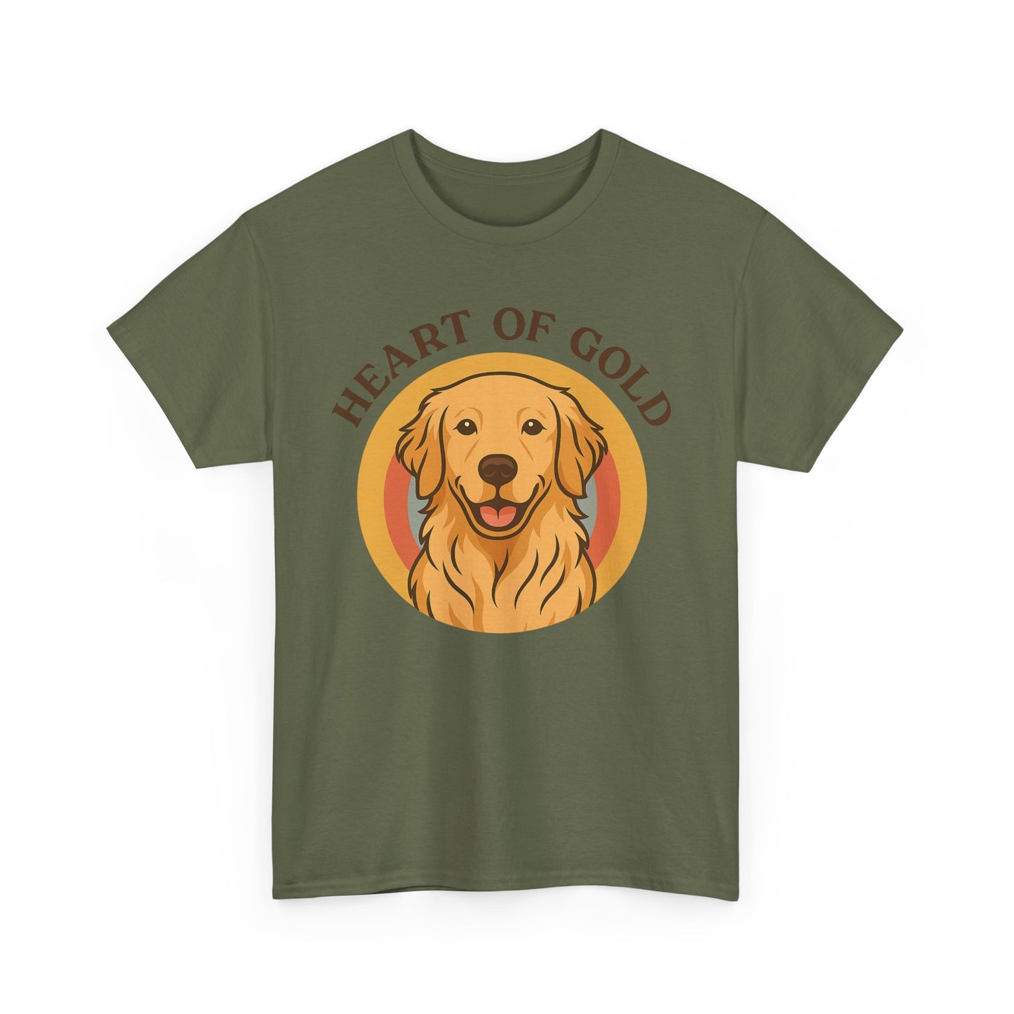 Golden Retriever, Heart of Gold Dog Tee - Unisex Heavy Cotton T-Shirt, Pet Lover Gift, Animal Lover Apparel, Golden Retriever Shirt,