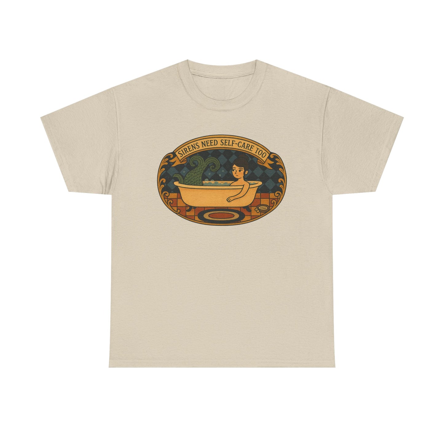 Sirens Need Self-Care too! Unisex Heavy Cotton Tee, Relaxation Gift, Spa Day Top, Casual Wear, Gift for Friends, Self-Care Reminder Shirt