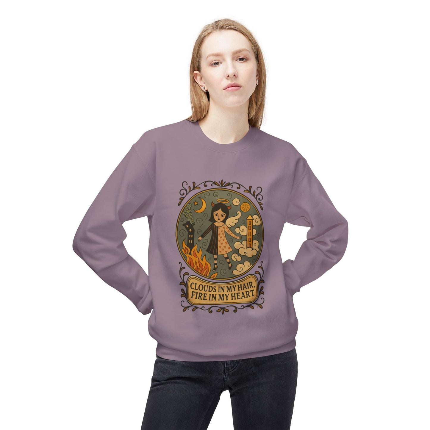 Cozy Inspirational Sweatshirt, Soft Fleece Crewneck, Fire in My Heart, Gift for Dreamers, Fall Fashion, Unisex Crew Sweatshirt